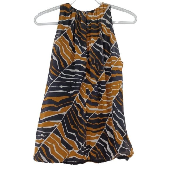 Trina Turk Bella Printed Silk Sleeveless Blouse Women's S Abstract Chiffon Artsy - Picture 2 of 11